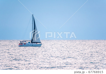 Sailing yacht in the blue calm sea. 67768915