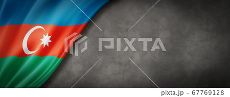Azerbaijani flag on concrete wall banner 67769128
