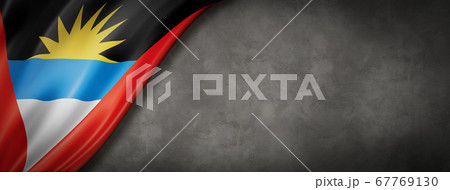 Antigua and Barbuda flag on concrete wall banner 67769130