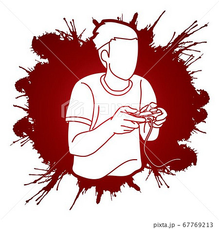 Man playing video games cartoon graphic vector 67769213