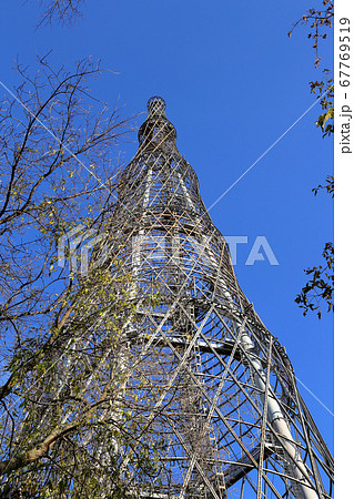 Shukhov radio tower or Shabolovka tower in Moscow, Russia Shukhov radio tower or Shabolovka tower in Moscow, Russia 67769519
