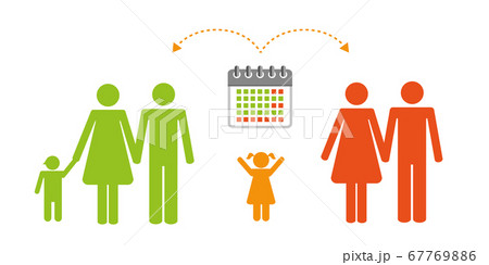 colorful patchwork family time management pictogram 67769886