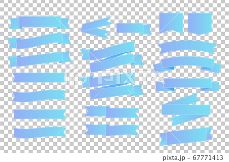 青リボンの見出しイラストセット 青リボンの見出しイラストセット 67771413