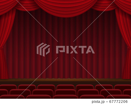 赤い幕が下りた舞台のイラスト素材