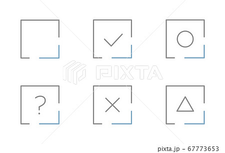 チェックボックスのアイコンのセット 丸 バツ 三角のイラスト素材