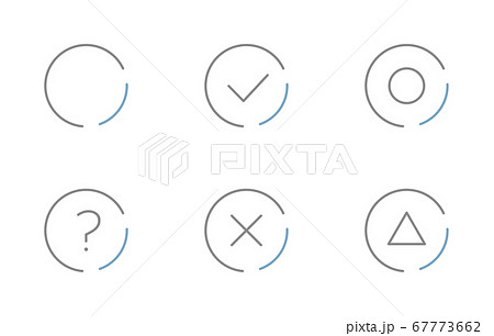チェックボックスのアイコンのセット 丸 バツ 三角のイラスト素材