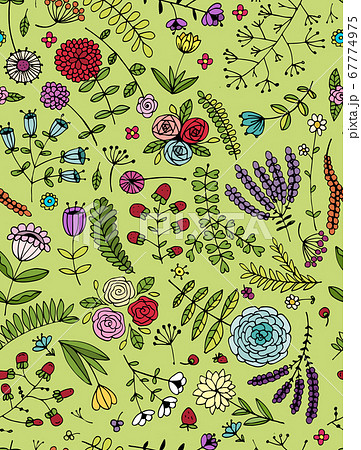 Floral seamless pattern, sketch for your design 67774975