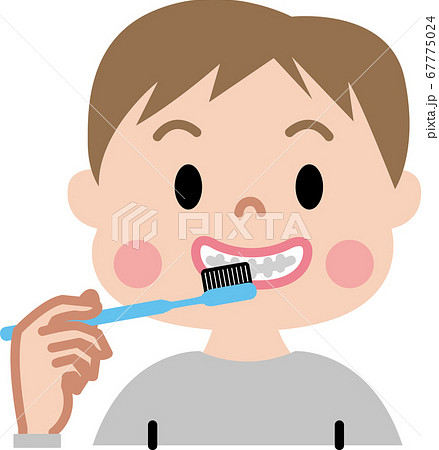 歯磨きをする子供のイラスト素材