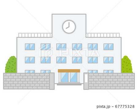 小学校の校舎イラストのイラスト素材