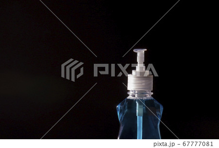 Alcohol gel, hand sanitizer, gel cleanser for antibacterial and antiviral On a black background  67777081