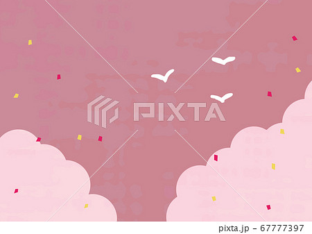 おめでたい雰囲気のピンク色空背景のイラスト素材
