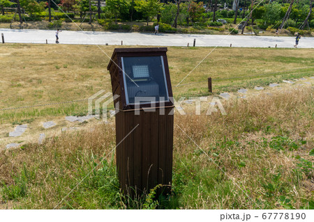 LED light lantern in the watertight wooden box for environmental friendly in the park at Gimhae city, South Korea 67778190