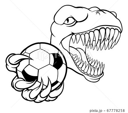 Dinosaur Soccer Football Player Sports Mascot 67778258