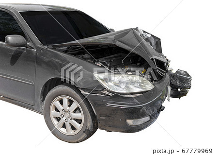 Front of black color car damaged and broken by 67779969