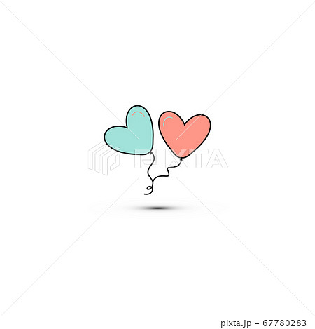 Simple flat style icon of beautiful two balloons in the form of hearts for the feast of love on Valentine s Day or March 8th. illustration. Simple flat style icon of beautiful two balloons in the form of hearts for the feast of love on Valentine s Day or March 8th. illustration. 67780283