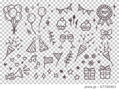 聚會慶祝生日事件手繪線描插圖 67780901