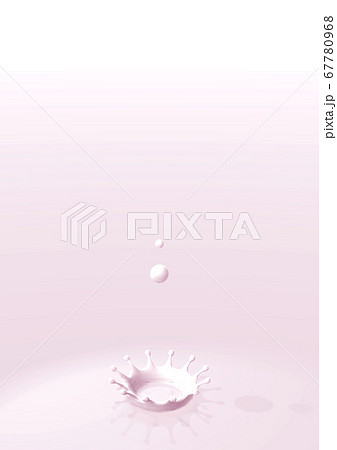 淡いピンク色のいちごミルクの雫とミルククラのイラスト素材