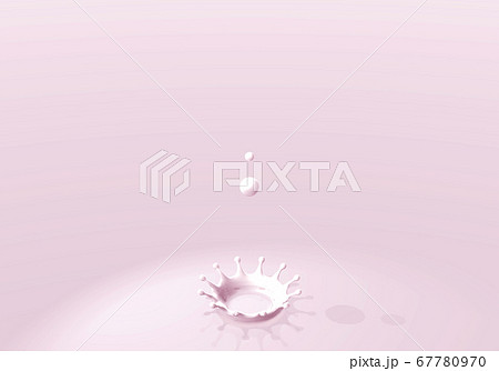 淡いピンク色のいちごミルクの雫とミルククラのイラスト素材