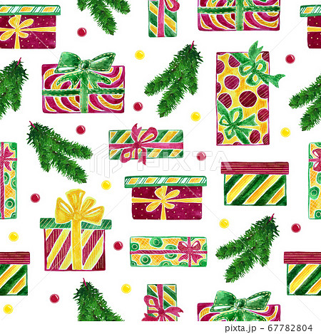 New year seamless pattern with watercolor festive 67782804