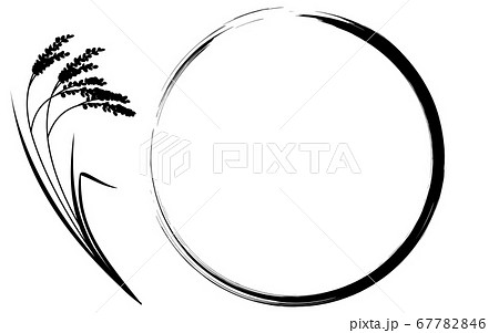 実った稲と丸フレームのイラスト 背景素材のイラスト素材