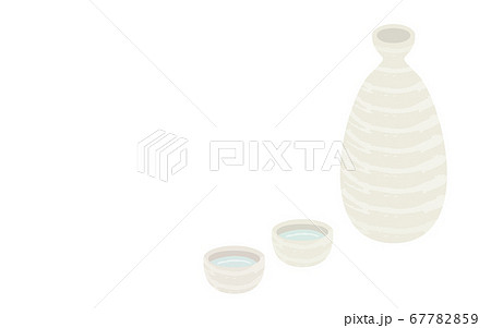 日本酒のはいった二つのお猪口と徳利のイラスト 日本酒のはいった二つのお猪口と徳利のイラスト 67782859