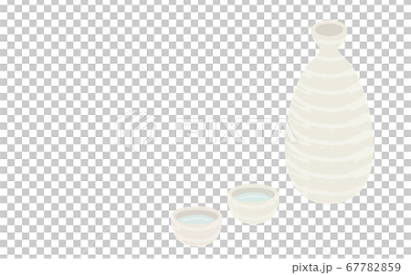 日本酒のはいった二つのお猪口と徳利のイラスト 日本酒のはいった二つのお猪口と徳利のイラスト 67782859