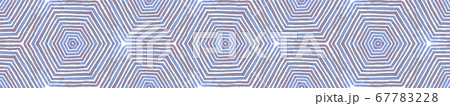 Blue Seamless Border Scroll. Geometric Watercolor  67783228