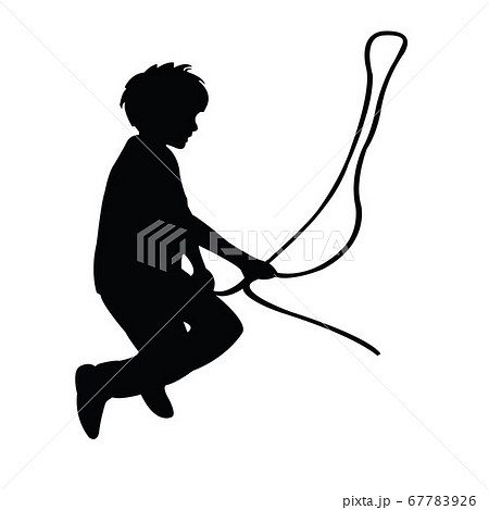 Boy Jumping Rope Silhouette Vectorのイラスト素材