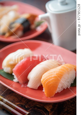 japanese nigiri sushi with plum blossom japanese nigiri sushi with plum blossom 67785128