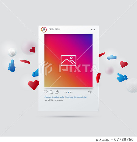 Mockup of Social Network Interface. Social Media Design Concept. 3d Vector Illustration 67789766
