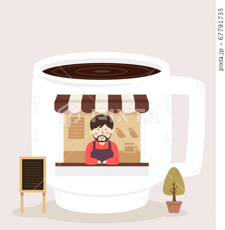 Man Coffee Shop Illustration 67791735