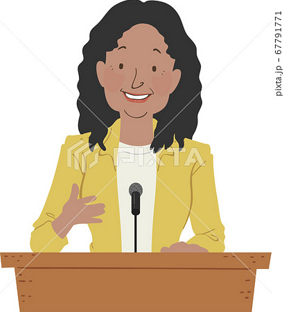 Girl Black Podium Speech Illustrationのイラスト素材