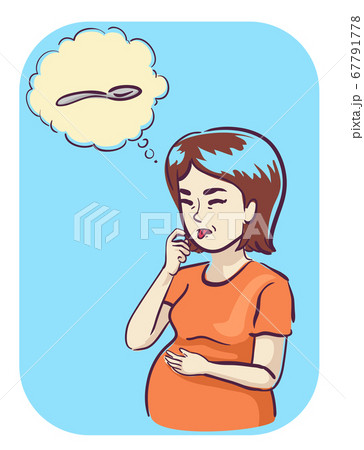 Pregnant Woman Metallic Taste Illustration 67791778