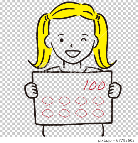 100 points hand-painted 1color girl twin tail - Stock Illustration ...