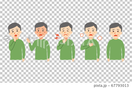 中高年の男性　具合が悪い1　新型コロナウイルス症状　透明背景 67793013