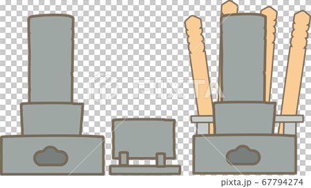 日本のお墓と卒塔婆のイラスト素材
