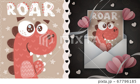 Dino fire - idea for greeting card. Dino fire - idea for greeting card. 67796185
