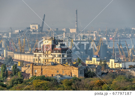Top view of the historic center of Odessa, Ukraine 67797187