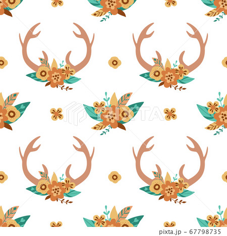 Deer horns pattern. Cute floral antlers in the Deer horns pattern. Cute floral antlers in the 67798735