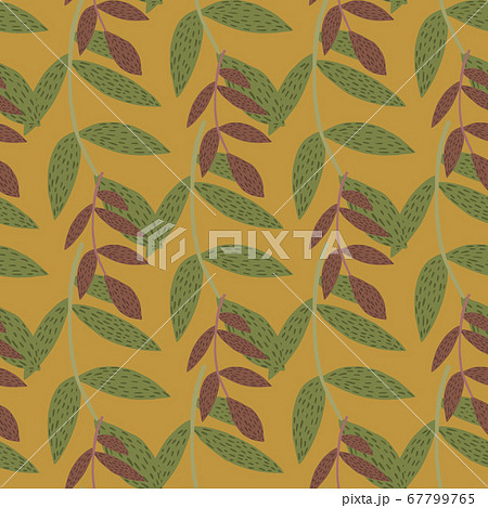 Autumn herbal pattern with green and purple 67799765