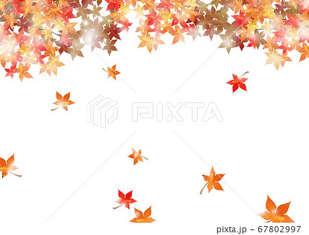 水彩の紅葉の秋フレームのイラスト素材