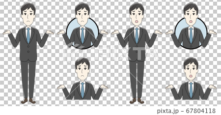 Businessman 6-piece set Amazed whole body / upper body / icon Businessman 6-piece set Amazed whole body / upper body / icon 67804118