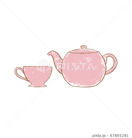 red teapot and cup hand-drawn vintage grunge style red teapot and cup hand-drawn vintage grunge style 67805281