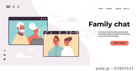 couple having virtual meeting with grandparents during video call family chat communication concept couple having virtual meeting with grandparents during video call family chat communication concept 67805535