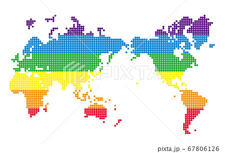 レインボーカラーの世界地図 6色 のイラスト素材