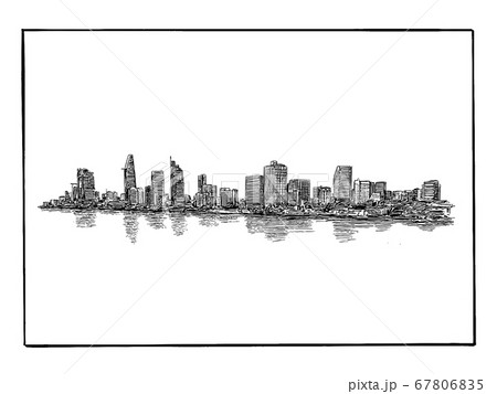 Drawing of the Ho Chi Minh city skyline in Vietnam  67806835