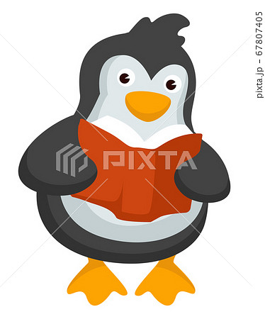Penguin reading textbook, studying animal with book vector 67807405