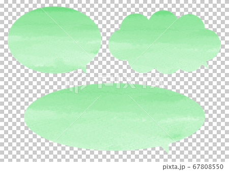 Watercolor-style green speech bubble set Illustration material 67808550