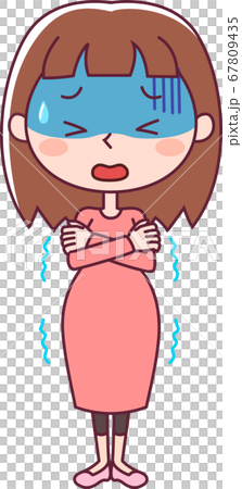 凍える妊婦のイラスト素材