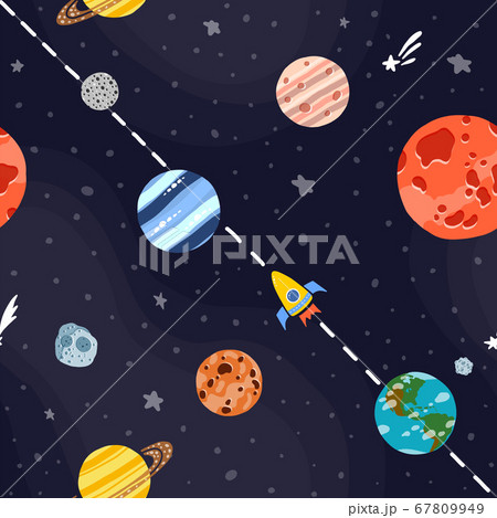 Space pattern with planets and stars. Bright Space pattern with planets and stars. Bright 67809949